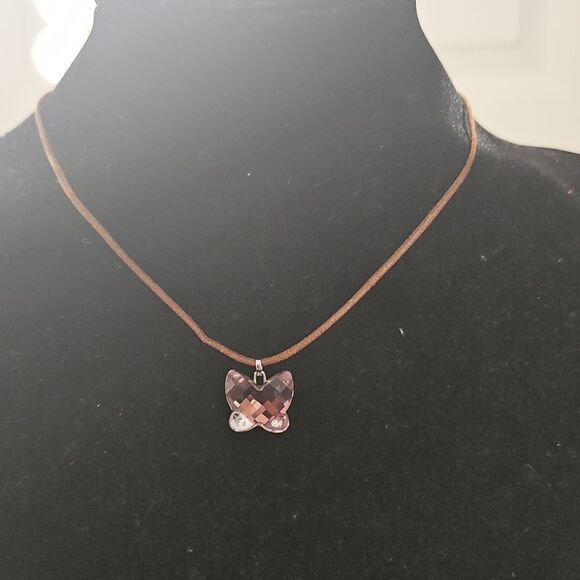 Swarovski Crystal Butterfly Pendant, Rope Necklace - Picture 3 of 16